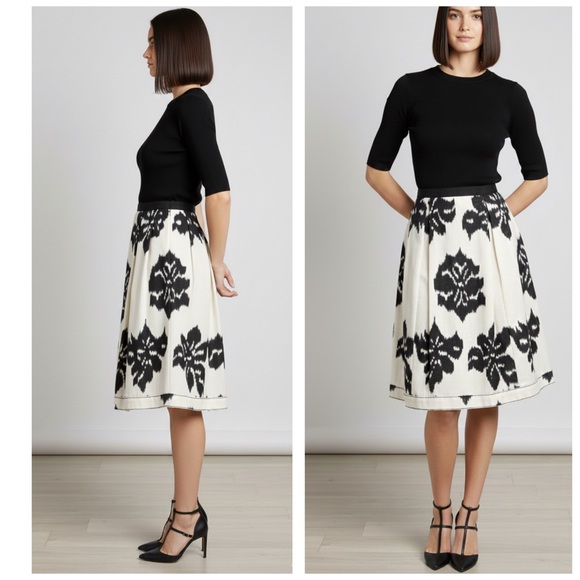 Oscar de la Renta Pleated Ikat 
Silk Cotton Skirt - Picture 2 of 14